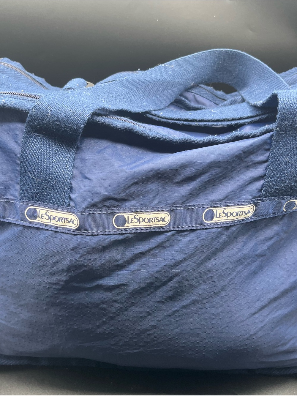 LeSportsac Navy Blue Nylon Shoulder Tote with Logo Trim